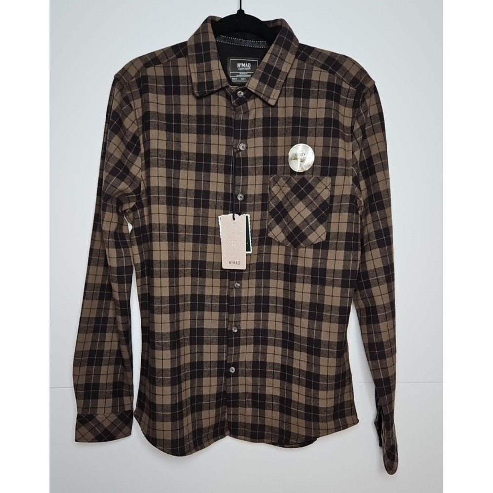 Nomad Mens Brown Plaid‎ Thermal Lined Flannel Shirt Size Small NWT